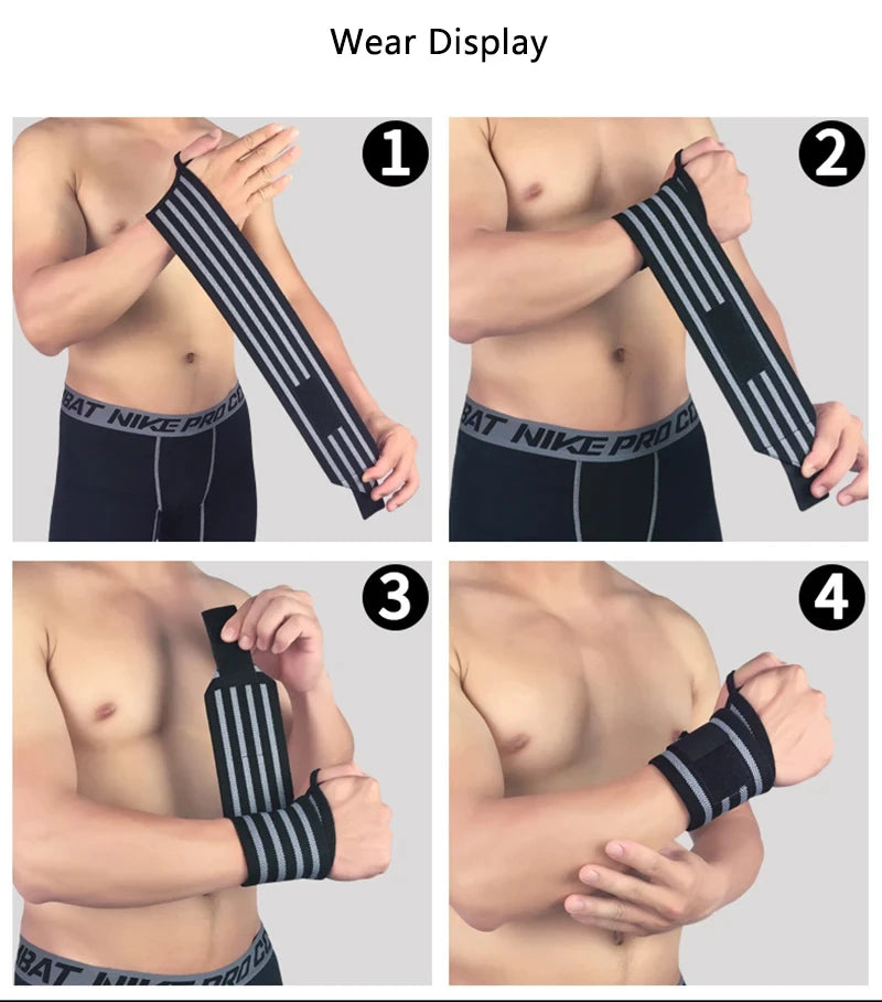 2 PCS Outdoor Fitness Wristband Wrist Support Weight Lifting Gym Training Wrist Support Brace Straps Wraps Crossfit Powerlifting