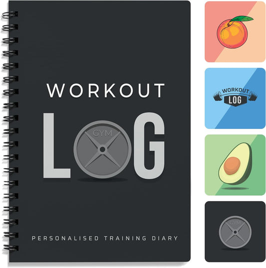 Workout Planner for Daily Fitness Tracking and Goal Setting - A5 Size (6” x 8”), Charcoal Gray - Personal Home and Gym Training Diary for Men and Women - Log Book Journal by