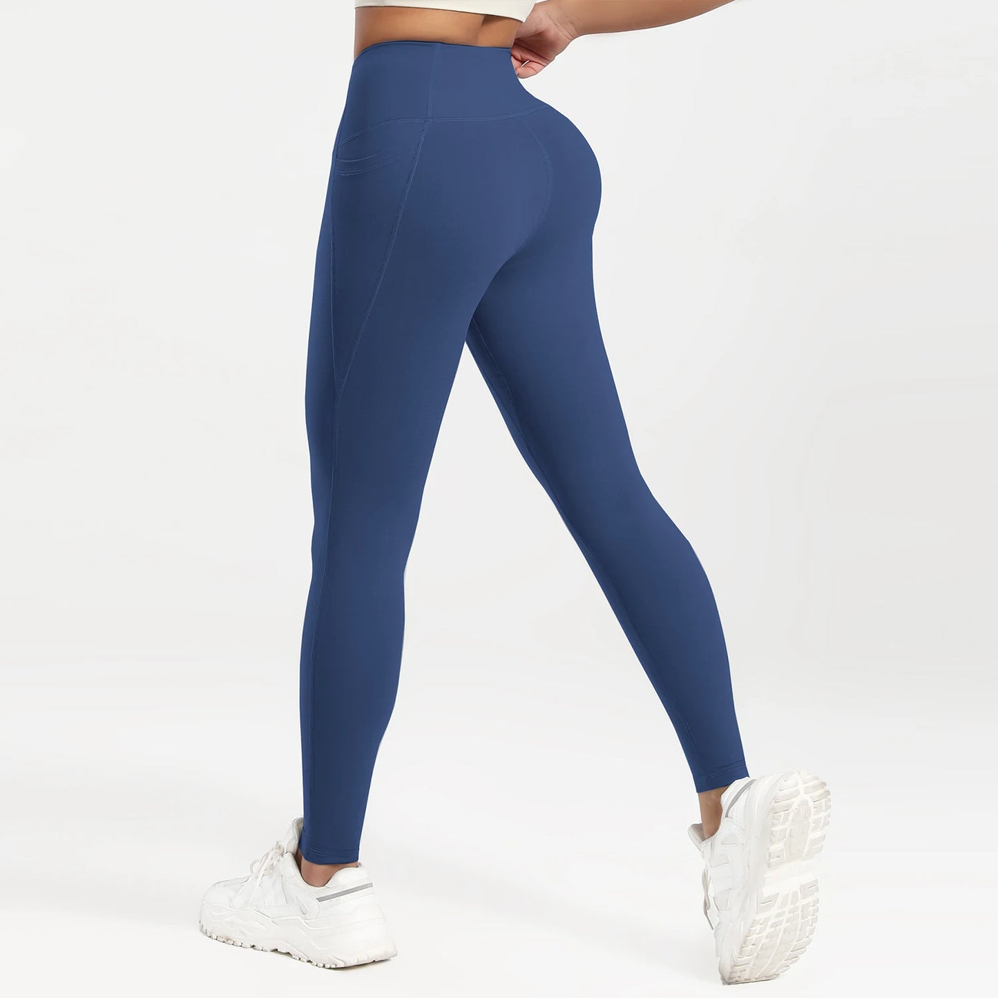 Pockets Gym Yoga Leggings Women Pure Color Casual Outdoors High Waist Skinny Leggings of Women Running Pants