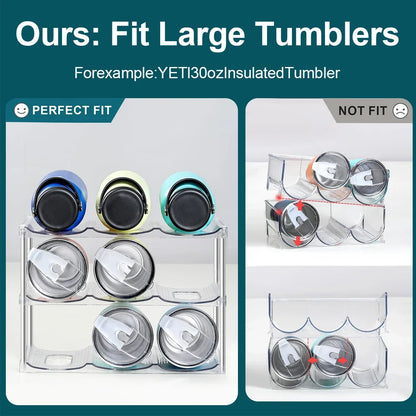 Stackable Water Bottle Organizer for Cabinet Multilayer Tumbler Organizer Clear Wine Rack Beverage Thermos Water Bottle Holder