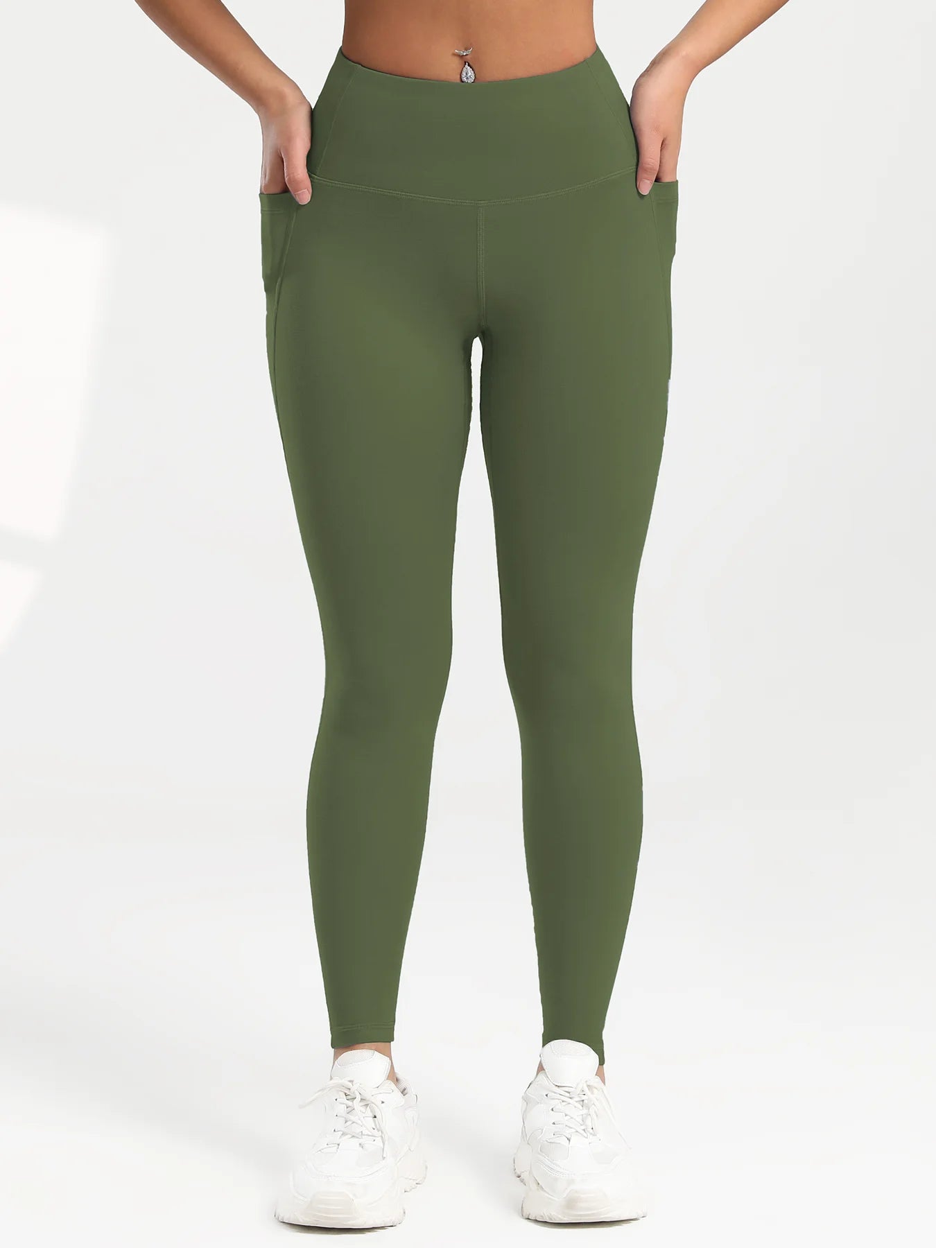 Pockets Gym Yoga Leggings Women Pure Color Casual Outdoors High Waist Skinny Leggings of Women Running Pants