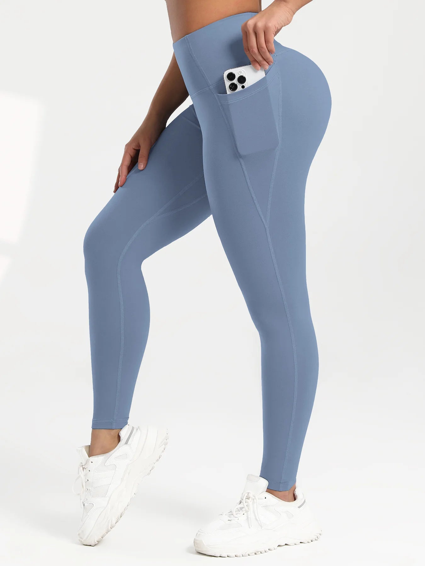 Pockets Gym Yoga Leggings Women Pure Color Casual Outdoors High Waist Skinny Leggings of Women Running Pants