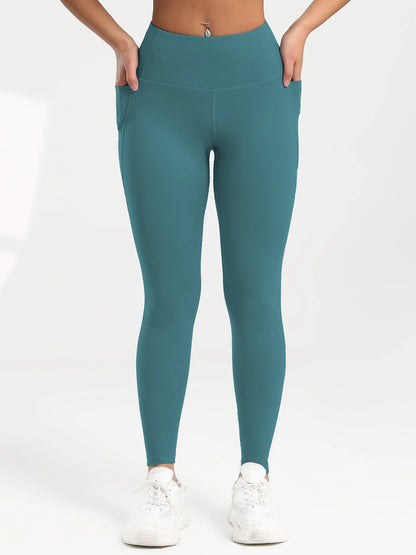 Pockets Gym Yoga Leggings Women Pure Color Casual Outdoors High Waist Skinny Leggings of Women Running Pants