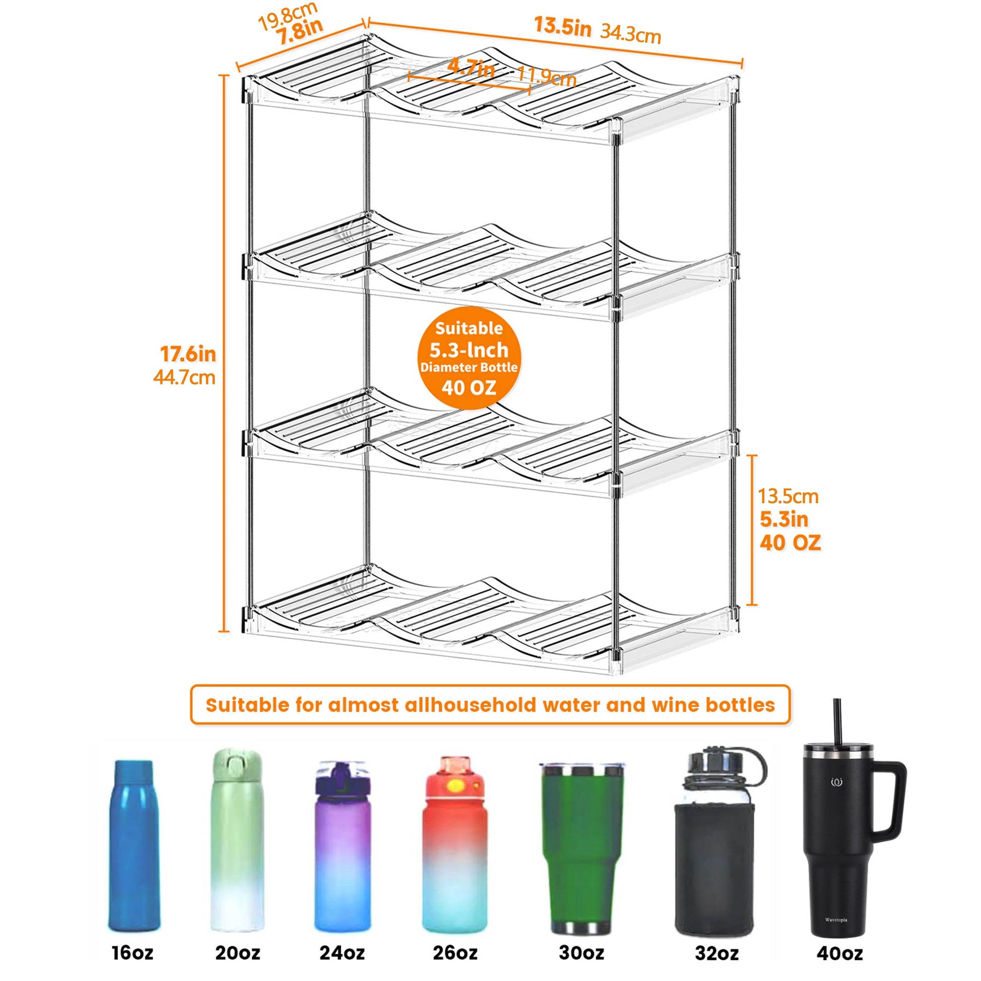 Stackable Water Bottle Organizer for Cabinet Multilayer Tumbler Organizer Clear Wine Rack Beverage Thermos Water Bottle Holder