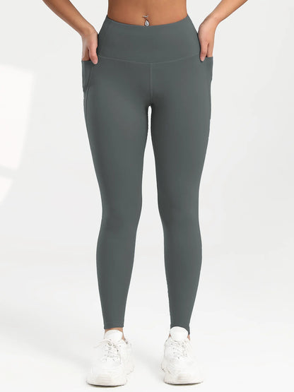 Pockets Gym Yoga Leggings Women Pure Color Casual Outdoors High Waist Skinny Leggings of Women Running Pants