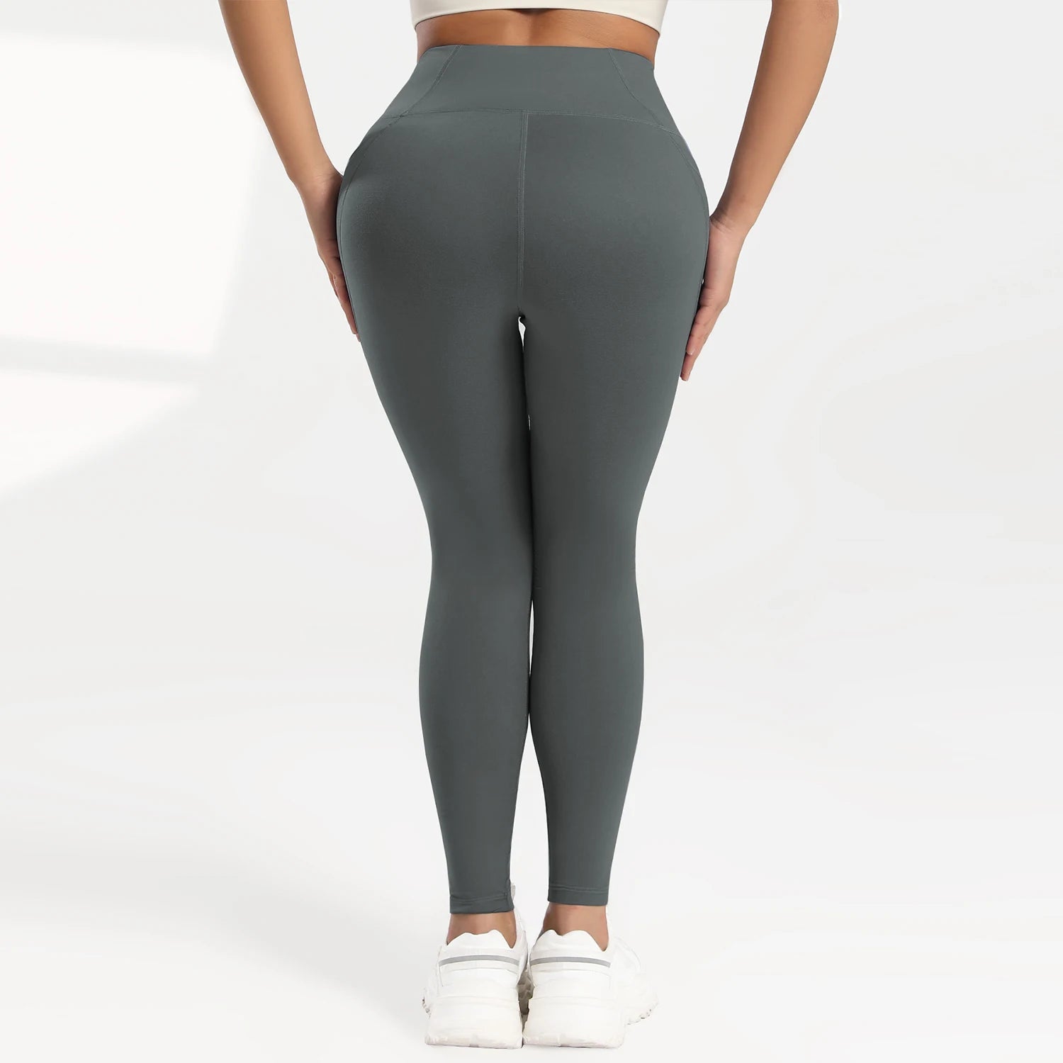 Pockets Gym Yoga Leggings Women Pure Color Casual Outdoors High Waist Skinny Leggings of Women Running Pants