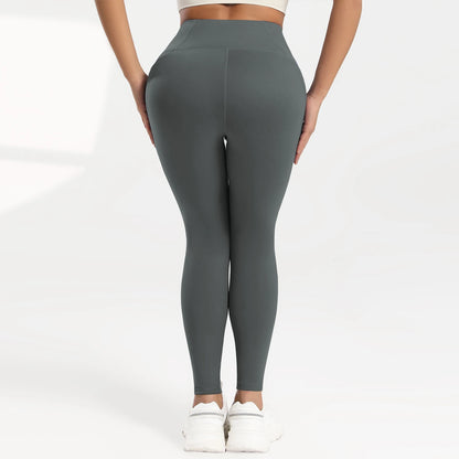 Pockets Gym Yoga Leggings Women Pure Color Casual Outdoors High Waist Skinny Leggings of Women Running Pants